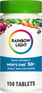Rainbow Light Multivitamin for Men 50+, Vitamin C, D & Zinc, Probiotics, High Potency Immune Support, Non-GMO, 150