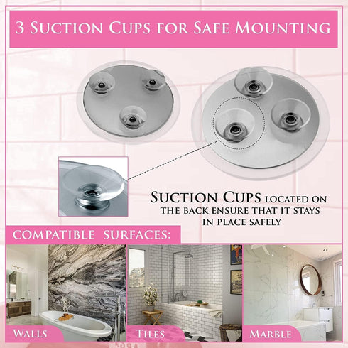 MIRRORVANA 20X & 15X Magnifying Mirror Set - Compact & Travel Ready Makeup Mirror with 3 Suction Cups, Sizes: 6" and 4".