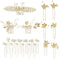 inSowni 21 Pack Gold Leaf Flower Bridal Wedding Hair Combs + U-shaped Pearls Hair Pins Accessories