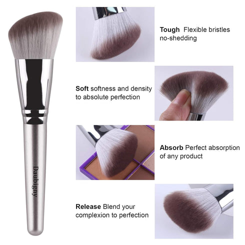 Makeup Brushes, Daubigny 16Pcs Silver Premium Synthetic Brush Set for Foundation, Powder, Concealers, Eye Shadows