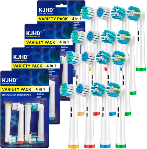 Replacement Heads for Oral B Braun - 16 PCS Floss Cross Sensitive Soft Electric Toothbrush Heads