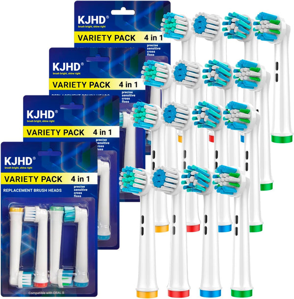 Replacement Heads for Oral B Braun - 16 PCS Floss Cross Sensitive Soft Electric Toothbrush Heads