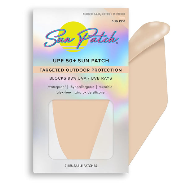 Reusable Forehead and Neck Sunblock Patches - 100% Silicone UV Protection Stickers with UPF 50 (Nude)