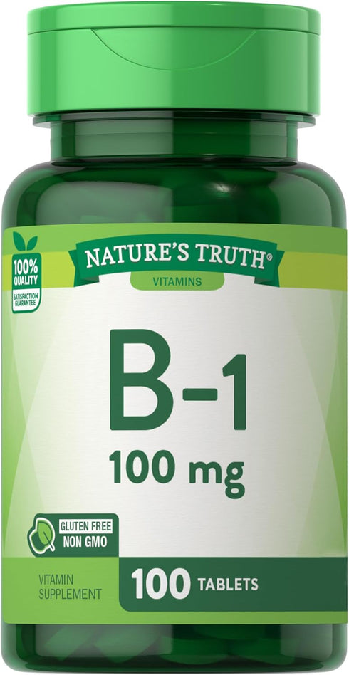 Nature's Truth Vitamin B1 100mg (Thiamine), 100 Count, Vegetarian, Non-GMO & Gluten Free Supplement