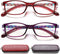 EYEURL Blue Light Blocking Readers for Women - Stylish Rectangular Frames +1.25 - 2 Pair Blue Ray Eyeglasses