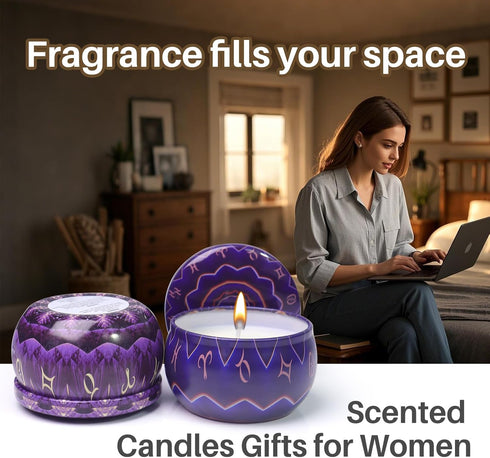 HOFOGOTOWIN Set, 12 Pack Set Zodiac Scented Candles Gifts Soy Wax Travel Aromatherapy Candles with Essential Oils