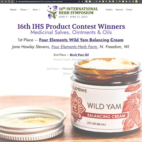 Wild Yam Balancing Cream, 2 OZ - 1st Place Winner at 2023 International Herb Symposium for Creams