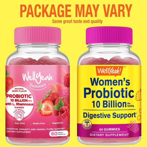 Probiotics for Women Gummies (2 Pack) - 10 BILLION CFU - for Digestive Support, Gut Health, and Feminine Health Support -Berry Flavor - Vegan, Delayed Release Womens Probiotic - 60 Gummies