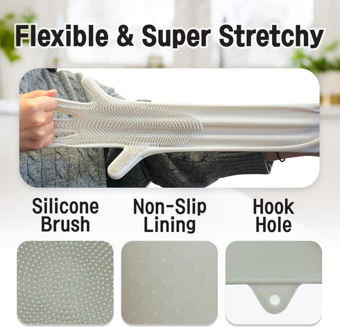 Silicone Magic Gloves, Ultimate Cleaning Gloves for Dishwashing, Kitchen, Pet, and Car