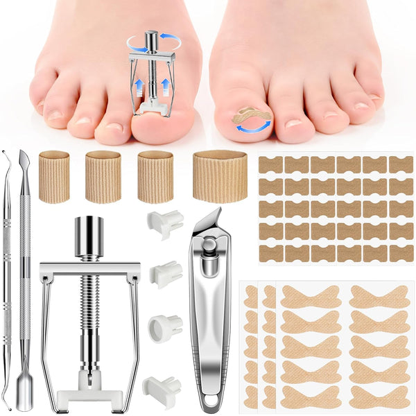 Ingrown Toenail Removal Kit, Professional Tool Kit with Corrector, 50PCS Corrector Patches for Pain Relief