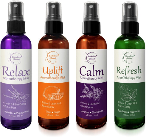 Aromatherapy Mist Linen, Room & Pillow Spray, Set of 4 Natural Air