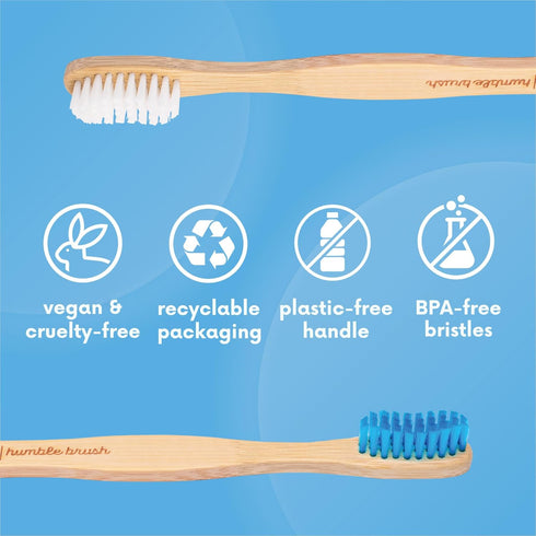 The Humble Co. Bamboo Toothbrushes (5pk) for Superior Oral Care, BPA Free, Soft Bristles