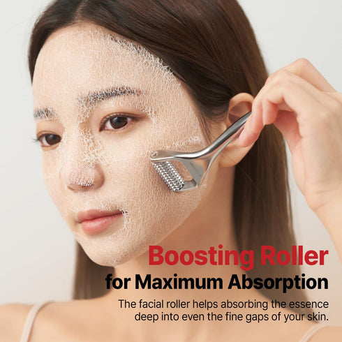 Wrinkle fit Mesh Sheet Masks + Boosting Roller (Mask 7EA + Roller 1EA), Collagen Mask,Quick Absorption with Roller, Anti-aging, Glass Skin, Korean Skincare
