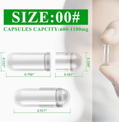 wananfu Size 00 Empty Capsules - Vegetarian (100 Count) Bundle with Micro Lab Spoon