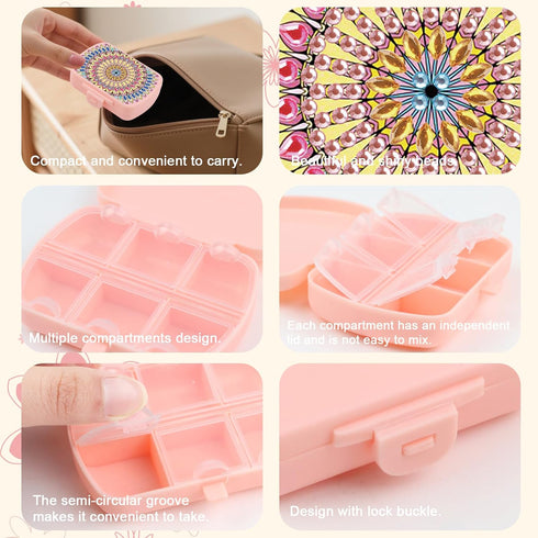 Organizer,6 Diamond Painting Pill Case, DIY Travel Pill Compartments Portable Case, Daily Portable Medicine Vitamin