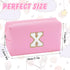 Initial Makeup Bag Personalized Preppy Travel Small Cosmetic Bag, Cute PU Pink Chenille Letter Pouch for Women