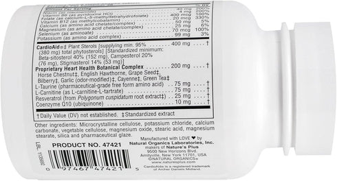 Natures Plus Heartbeat - 90 Vegan Tablets, Vegetarian, Gluten-Free - 30 Servings