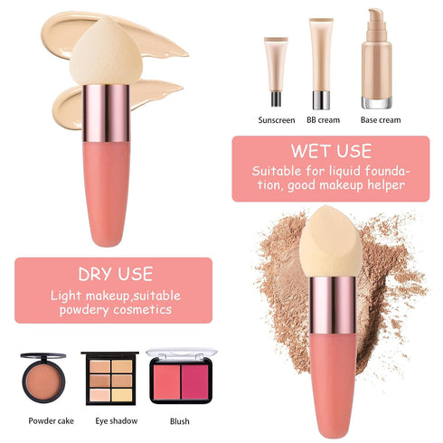 Sibba Makeup Sponge, 3 PCS Beauty Blender for Foundation, Concealer Blending, Mini Angled Brush Applicator (Rose Red)