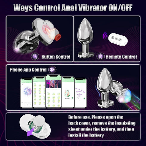 Small Vibrating Butt Plug with Flashing Light Base for Anal Pleasure