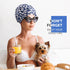 INNELO Luxury Shower Cap for Women, Reusable Waterproof Double Layered Hair Cap with Adjustable Strap, Blue