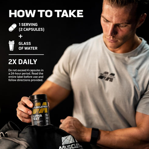 MuscleTech AlphaTest Testosterone Booster for Men - Tribulus Terrestris & Boron Supplement, Max-Strength ATP & Test