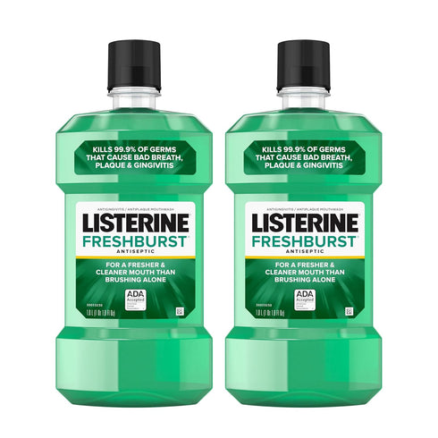 Listerine Freshburst Antiseptic Mouthwash, Kills 99% of Germs, Spearmint, 1 L, Pack of 2
