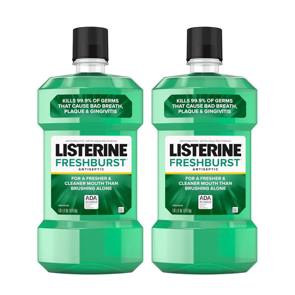 Listerine Freshburst Antiseptic Mouthwash, Kills 99% of Germs, Spearmint, 1 L, Pack of 2