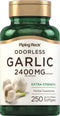 Piping Rock Odorless Garlic Softgel Capsules 2400mg, 250 Pills, High Potency Herbal Supplement, Non-GMO, Gluten Free