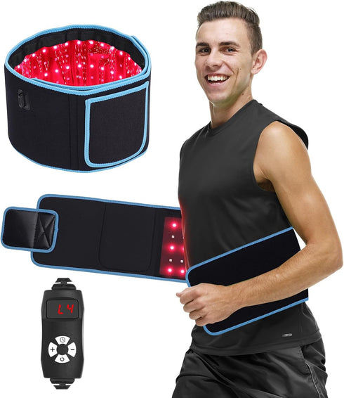 Red & Infrared Light Therapy Belt for Pain Relief, Flexible Wearable Wrap with Timer for Back and Muscle Pain
