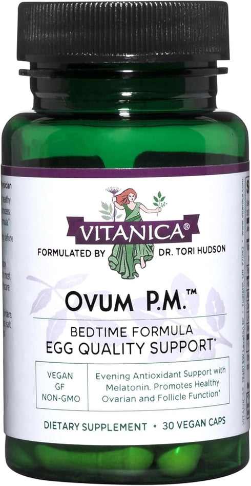 Vitanica Ovum P.M. - Egg Quality Support with Vitamin D3, Alpha Lipoic Acid & Melatonin - 30 Vegan Caps
