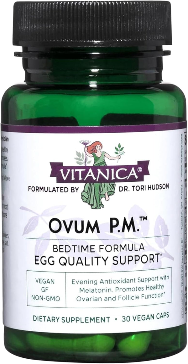 Vitanica Ovum P.M. - Egg Quality Support with Vitamin D3, Alpha Lipoic Acid & Melatonin - 30 Vegan Caps