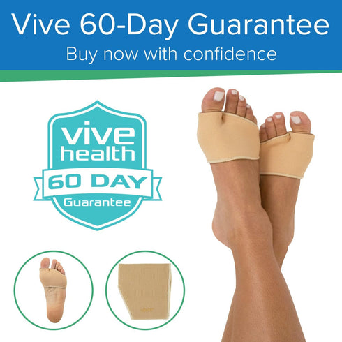 ViveSole Metatarsal Foot Pad (4 Pcs) - Cushions for Metatarsalgia Pain Relief, Forefoot Sleeve with Gel Insert