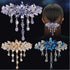 Luxury Hair Barrettes - Flower Tassel Design Rhinestone Hairpin, Crystal Hair Clip for Women Girls, Champagne