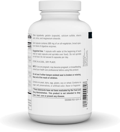 Source Naturals Essential Enzymes 500mg Bio-Aligned Multiple Enzyme Supplement, 240 Capsules, Herbal Defense for