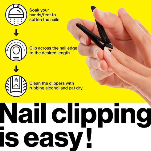 Nail Clippers Set - 2 Pack Stainless Steel Professional Fingernail & Toenail Clippers for Thick Nails (Black)