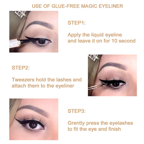 Liquid Eyeliner Pen Waterproof, Magic Self-adhesive Long-Lasting Eyelash Glue Pen, Quick Drying Magnetic Eye Liner