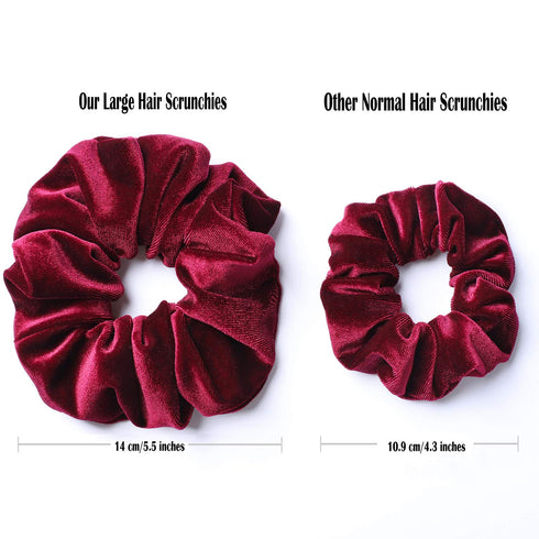 Whaline 6 Big Hair Scrunchies - Velvet Elastics Large Hair Bobble Bands for Women, Soft Hair Ties in 6 Colors