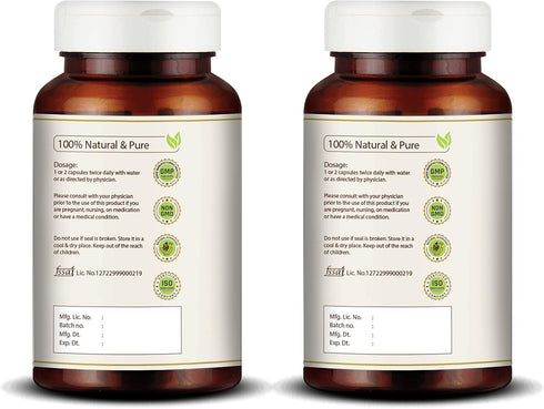 Vedkiroots Giloy Capsules - 60 Tabs, 100% Organic, Antioxidant - Pack of 2