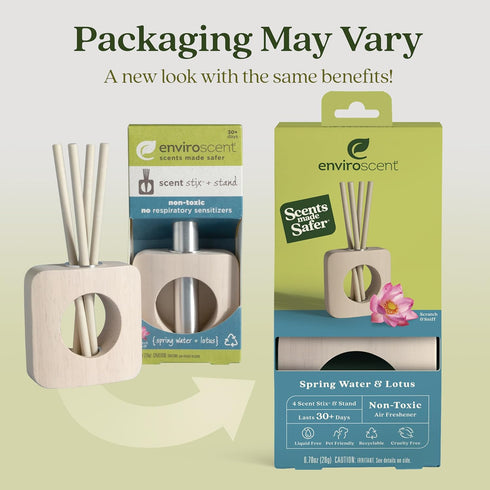 Enviroscent Non-Toxic Air Freshener for Home (Lemon Leaf & Thyme) with Mango Wood Stand & Scent Stix Refill