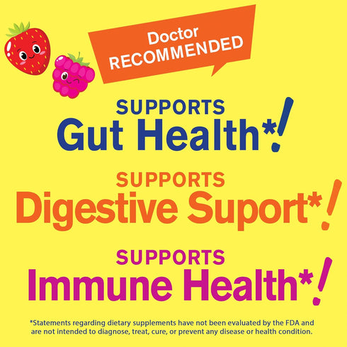 Probiotics for Kids Gummies | 60 Gummies | 10 Billion CFU for Gut Health, Immune Health and Digestive Support - Berry