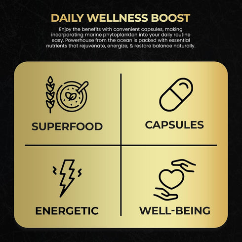Marine Phytoplankton Capsules, 90 Vegan Capsules - Natural Energy, Immune, Cognitive Support