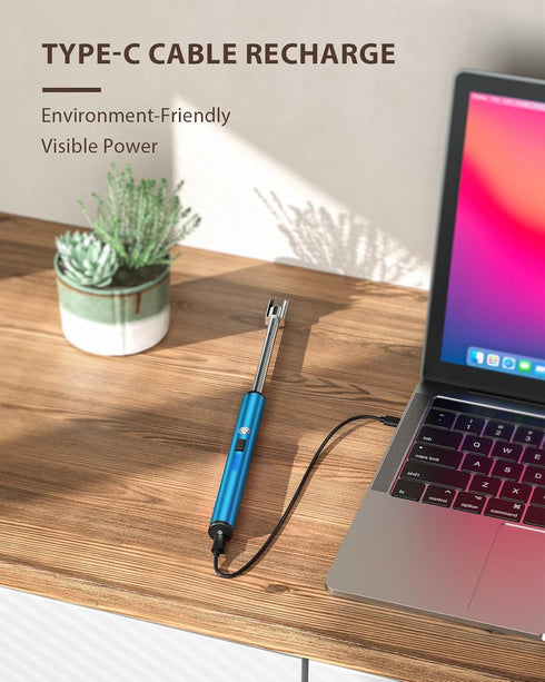RONXS Electric Lighter, Rechargeable Arc USB Candle Lighter with LED Battery Display, Flexible Neck Windproof Flameless