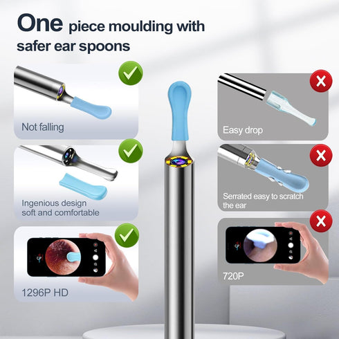 vasdaren 1296P, 9 Set 8 Ear Wax Removal, Ear Wax Removal Tool Camera Built-in Easy and Safe Ear Cleaning, Earwax