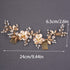 Wedding Gold Rhinestones Hair Comb, Dainty Flower Leaf Crystal Pearls Hair Comb Bridal Headband Hair Accessories for