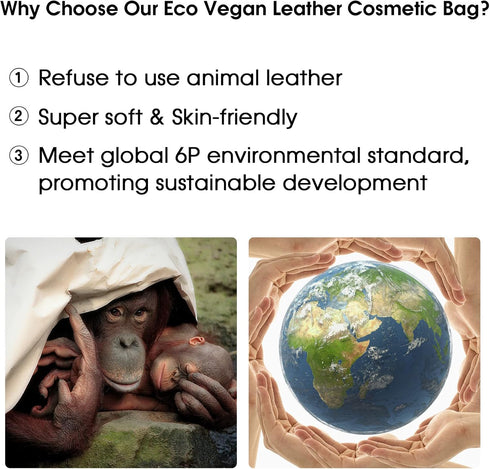 Wandering Nature Makeup Bag - Travel Organizer for Women in Eco Vegan Leather, Grayish Blue