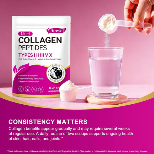 ZUZOKKAHA Multi Collagen Peptides Powder - Types I, II, III, V, X Grass Fed, Pasture Raised - Supports Skin, Hair