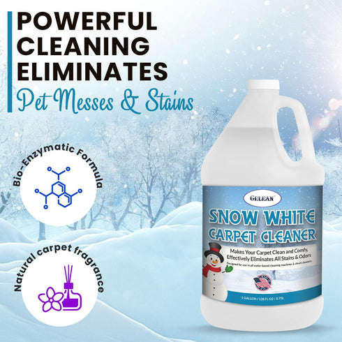 SNOW WHITE Carpet Cleaner Shampoo Solution for Rug Extracting, Removes Tough Stains and Odors, 1 Gallon