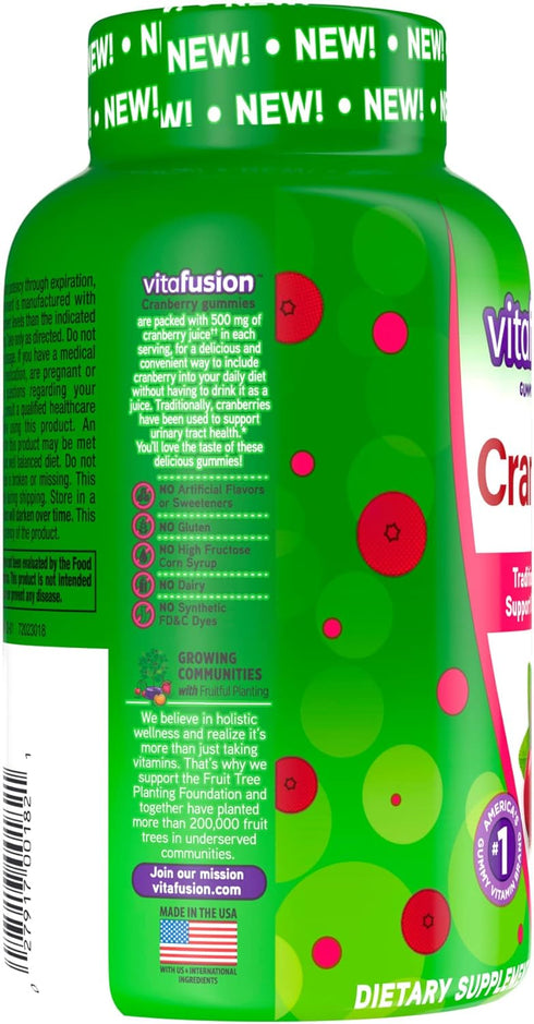 Vitafusion Cranberry Gummies for Women, 500mg Cranberry Juice Concentrate per Serving, 60ct