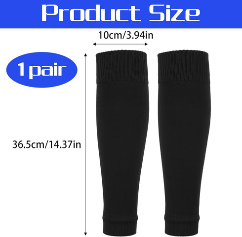 Macuezu Black Pre Cut Socks, Cut Socks Soccer Leg Sleeves for Men, Elastic Soccer Shin Guard Sleeves for Sports, Shin