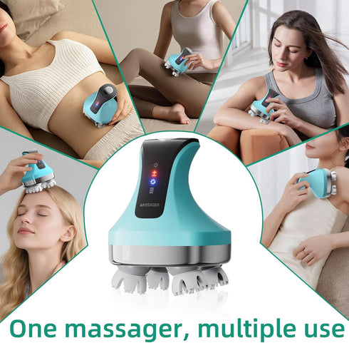 Relaxation,108 4 Electric Head Massager, Cordless Portable Body Massage for Deep Kneading Nodes Soft Silicone Massage